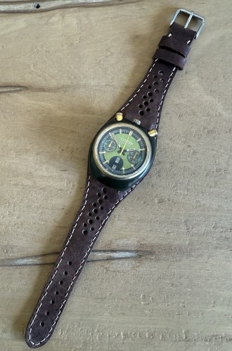 Vintage Rare Citizen bullhead Automatic Chronograph Watch Green Dial - Picture 14 of 21
