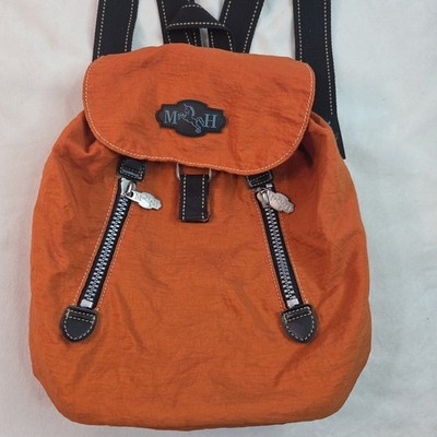 Vntg Mario Hernandez Mini Drawstring Backpack Burnt Orange Nylon Unisex Bag HTF