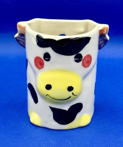Vintage Cow Wall Pocket Planter Ceramic Hanging Vase 4” Tall