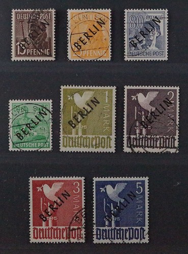 Berlin 6-20, SCHWARZAUFDRUCK 15 Pfg.-5 Mk. Aufdruck echt, Stempel leider falsch