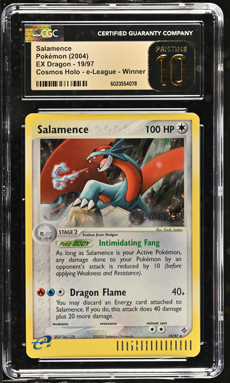 CGC 10 PRISTINE Salamence EX Dragon 19/97 Cosmos Holo Winner Pokemon Card