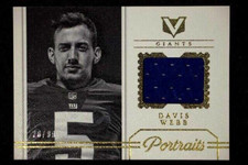 Davis Webb, NY Giants, Player Worn Mat'l, 28/99, 2017 Panini Vortex, Mint