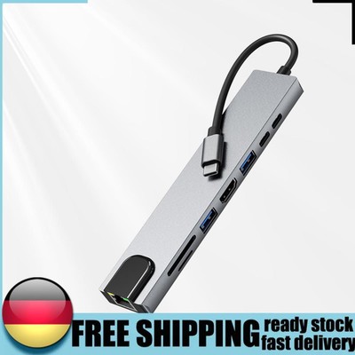 8-in-1 USB C Hub RJ45 Ethernet Port USB C Multiport Adapter for MacBook Pro Air