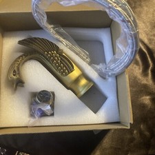 Brushed Gold Swan Shaped Bathroom Sink Faucet Single Handle One Hole Mixer Tap