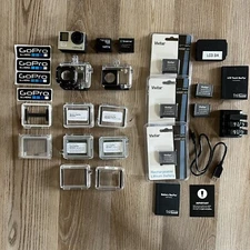 GoPro Hero4 Camera Bundle Standard And Dive Waterproof Cases LCD Touch BacPac