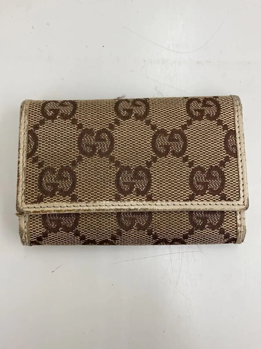 GUCCI Key Case Canvas BRW Monogram Women's 138093 with Scratches