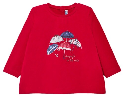 La Shirt In KräFtigem Rot Mit SüßEm Regenschirm Print Und Glitzer Details Von Ma-image
