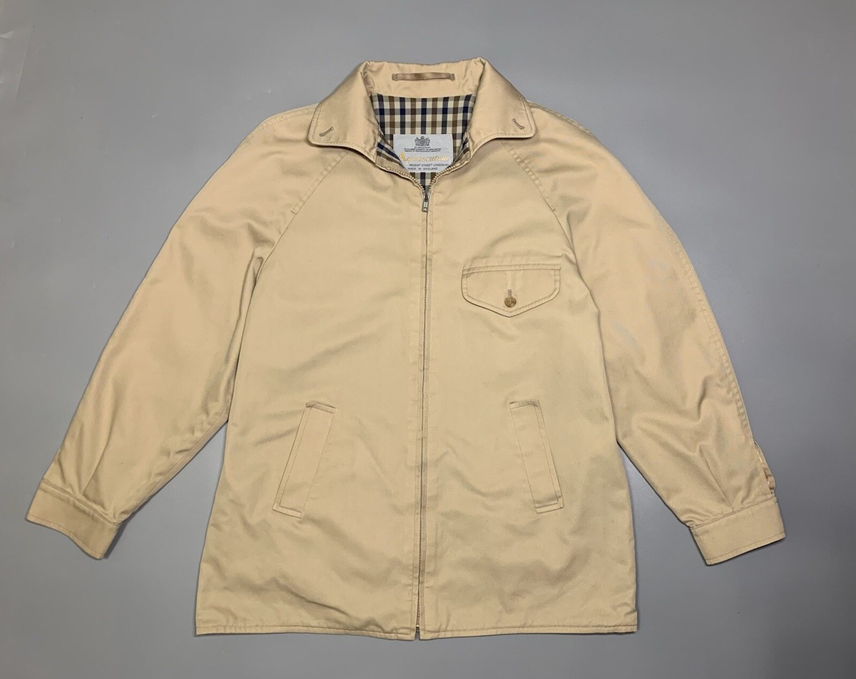 Aquascutum Vintage Beige Classic Harrington Zip Jacket Made In