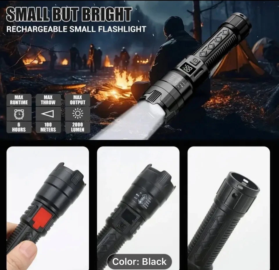 Leistungsstarke Taschen LED Taschenlampe Blitzlicht XML T6 wasserdicht superhell Zoom 1200L - Bild 4 von 4