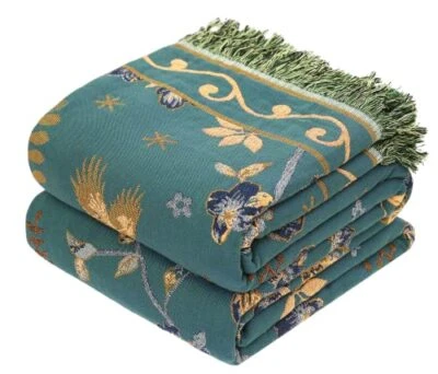 VANJOROY Bohemian Sofa Large Bed Throw Blanket for 2 3 Seater 100% Organic