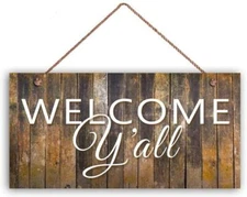 Welcome Y'all Wood Sign Rustic Barnwood Decor Porch Sign Southern Hospitality...