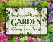Personalized Metal Garden Sign with Weathered Wood Look
