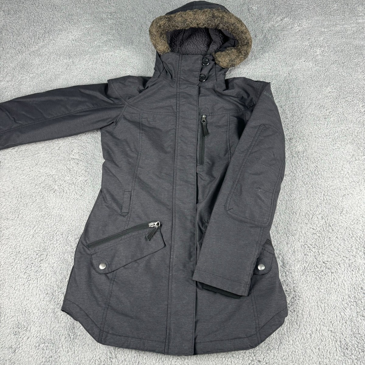 Columbia Carson Pass Jacket Women's XS Gray Omni Heat Hooded Waterproof  Full Zip - Main Image