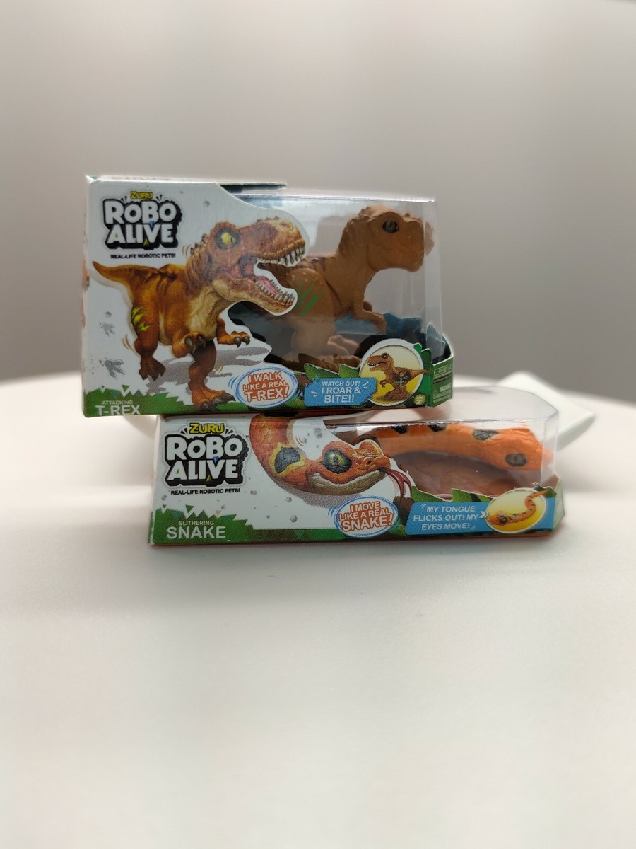 Robo Alive Toy Mini Brands Orange Snake #102 T-Rex Dinosaur #105