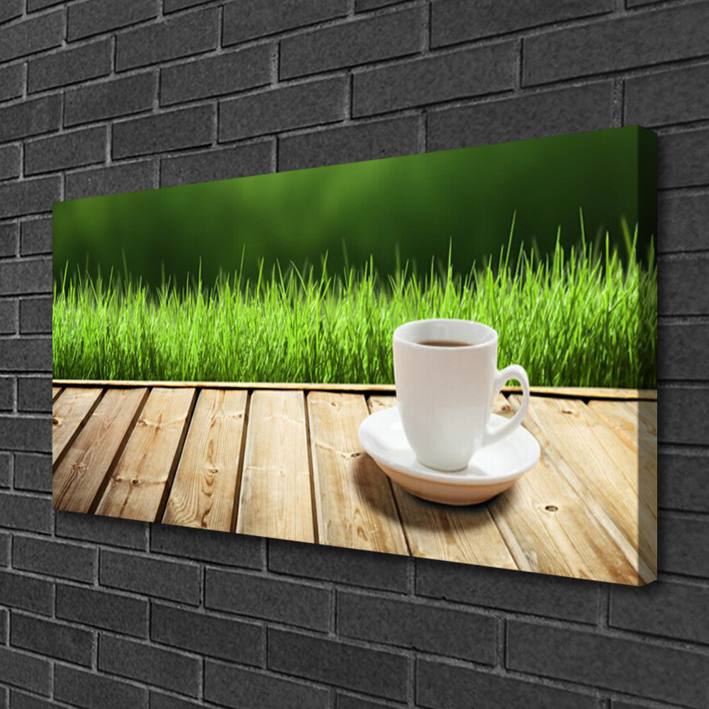 Tableau nature herbe et tasse 100x50 cm pour illuminer votre cuisine