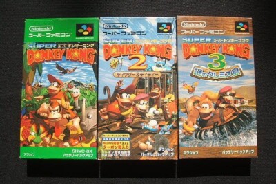 Nintendo Super Famicom Donkey Kong 1 & 2 & 3 set Japan SFC SNES w/box