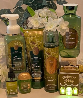 7 Pc SET Bath & Body Works DISNEY PRINCESS TIANA Full Sz, Sanitizer Holder, HTF