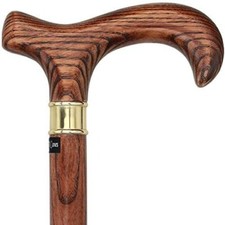 Extra Long, Super Strong Espresso Derby Walking Cane With Ash Wood Shaft and Bra