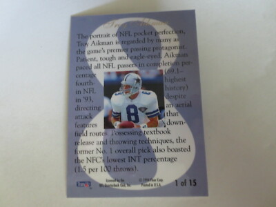 1994 Fleer Flair 8 Hot Numbers Troy Aikman Card #1 of 15 | eBay
