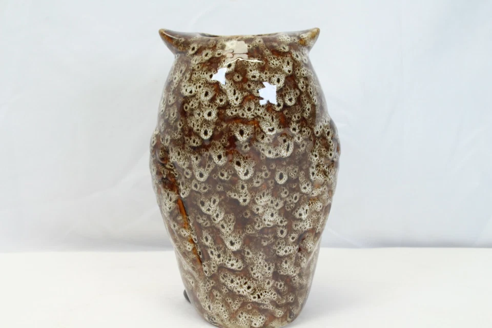 "Estatuilla de cerámica elegante florero búho marrón de granja expresiones 8-1/2""" Foto 4 de 4