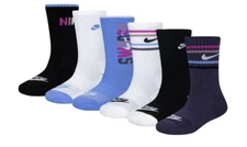 6 Pack Nike Jordan CREW Socks BOYS GIRL SHOE Size 10C-3Y OR 7C-10C BLACK RED $24