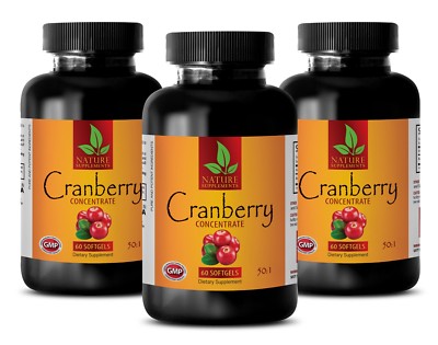 Concentrated Cranberry Extract 252mg - Urinary Tract Health - Vitamin C - 3 Bot