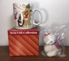 Avon Gift Collection Christmas Cheer Mug With Polar Bear Ornament 1987 Korea NOB