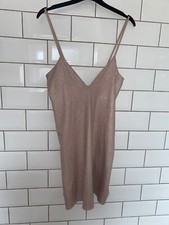 MISSGUIDED Short Mini Summer Oversized Dress Size 8 fits 10 12 Coquette Sparkle