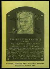 Rabbit Maranville Rare 1981-89 Hall of Fame Plaque Metallic Card Pittsburgh 