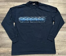 Vintage Las Vegas Hilton Shirt Mens Sz Large Winter Wonderland Long Sleeve Blue