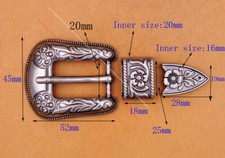 Antique Silver Cowgirl Rodeo Flower DIY 3 pc Set Western Belt Buckle fit 1" Belt