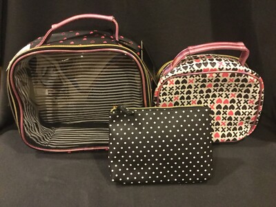 Under One Sky Handbag Pink Stripe Heart 3 Pack New