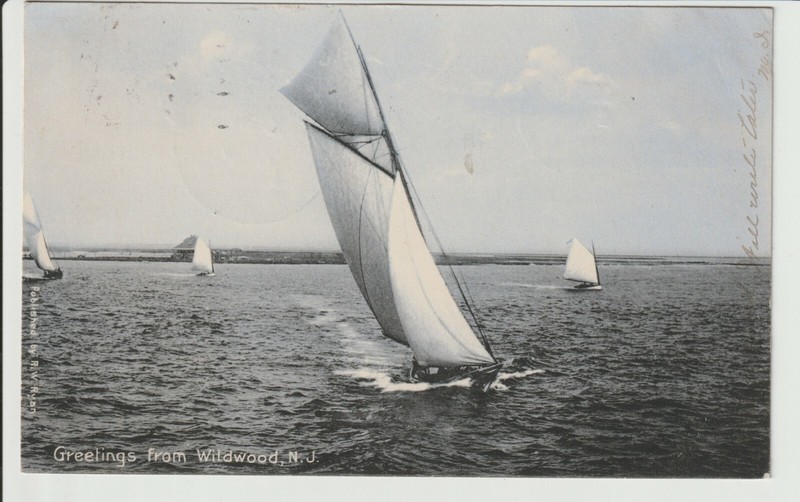 Rotograph Co Wildwood New Jersey NJ Greetings from Wildwood Boat POSTED 1906