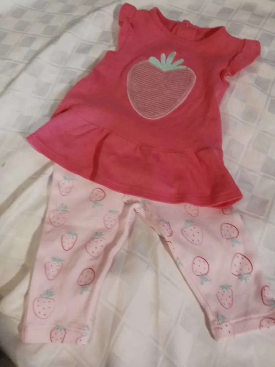 Strawberry 2 Piece Set By Rene Rofe, Girl, Size M 3-6 Mos., Pink, New W/Out  Tags
