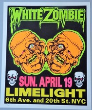 WHITE ZOMBIE &ndash; 1990&rsquo;s CONCERT POSTER &ndash; LIMELIGHT NYC  - REPRODUCTION
