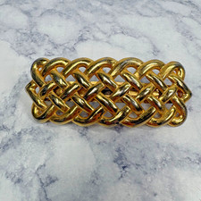 Vintage Quality Made Gold Tone Knot Hair Barrette Made In France Large Signed