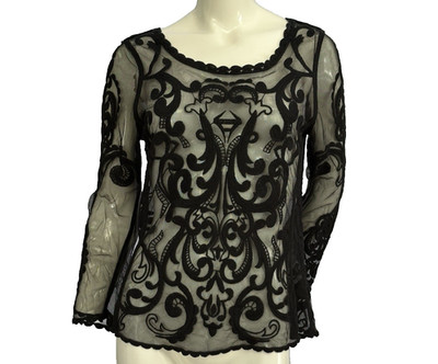 Black Lace Top Medium Overlay Sheer Dark Coquette Gothic Romantic Fairy Whimsy