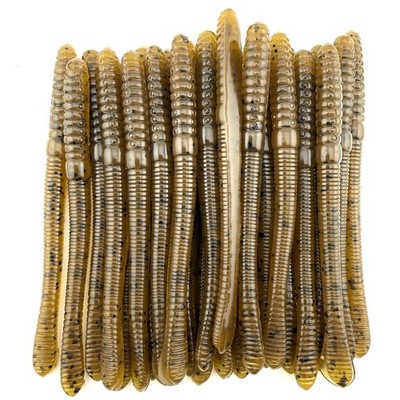 25 Hand Poured 4  Straight Tail Plastic Worm.  Green Pumpkin II 