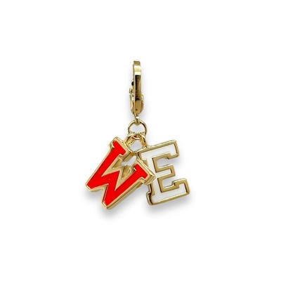 Yellow Gold Plated Sterling Orange and White Enamel ''WE'' Charm