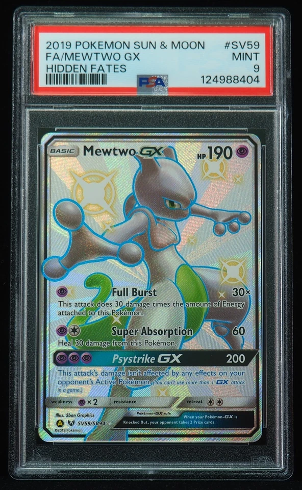 Mewtwo GX SV59 PSA Mint 9 Hidden Fates Pokemon Card - Image 4 of 4