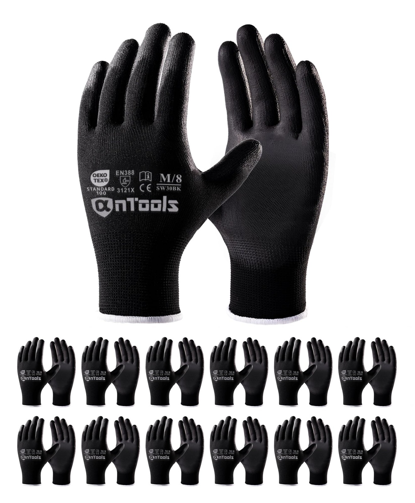 Gants de travail anti-ampoules lot de 12 paires gants de manutention fins et flexibles taille S