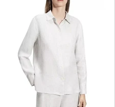 NWT Theory Platinum Houndstooth Straigh Fit Button Down XS $325 MSRP Long Sleeve