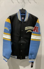 Los Angeles Chargers G-III Men's Faux Leather Varsity Jacket-NWT-FREE SHIPPING!