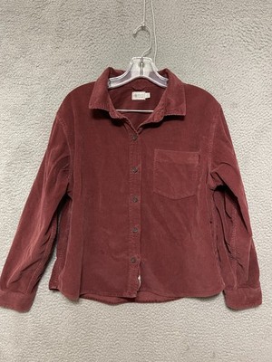 Alpine Design Women s Corduroy Button Down Shirt Size Large Red Adult Cotton