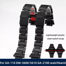 16mm For Casio GA-2100 DW-5600 GW-M5610 Lightweight Plastic Steel Watch Strap