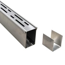 Channel Drain 1-11/16" Wide x 3' 3-5/8" Long,Silver Outdoor Pool Deck Drain C...