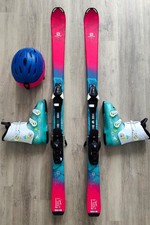 Ski-Set Salomon 140cm Ski + Skischuhe Gr. 38-39 + Skihelm, Jugend Mädchen