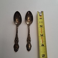 Lot of 2 Toddler Spoons 4.25 in with an "M" stamped in handle. No makers marks