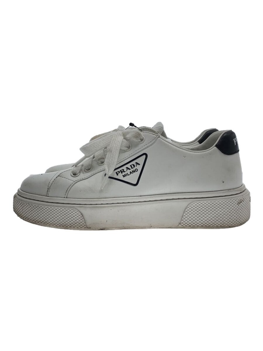 Prada White Leather Low-Top Sneakers Size 35.5 Style 1E868M  