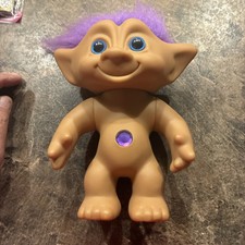 Vintage Treasure Troll Doll Purple Hair Diamond Jewel Blue Eyes ACE Novelty   